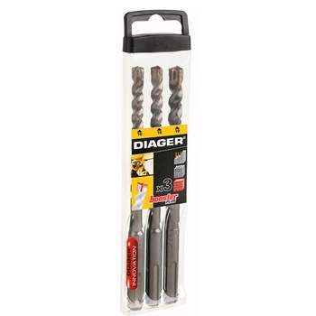 Set burghie pentru beton Diager SDS-plus Booster dim: 8mm -160 mm/3 piese Set burghie pentru beton Diager SDS-plus Booster dim: 8mm -160 mm/3 piese