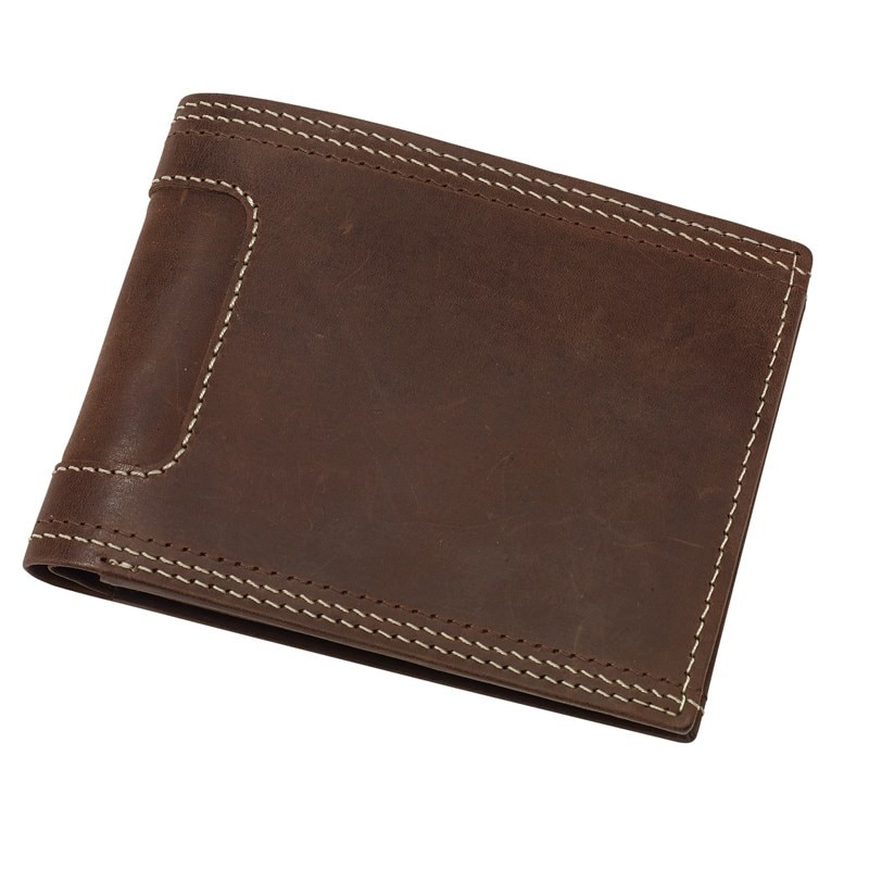 Portofel BREMEN Wild Style I, piele naturala 100%, maron, 11,5 x 9,1 x 1,9 cm