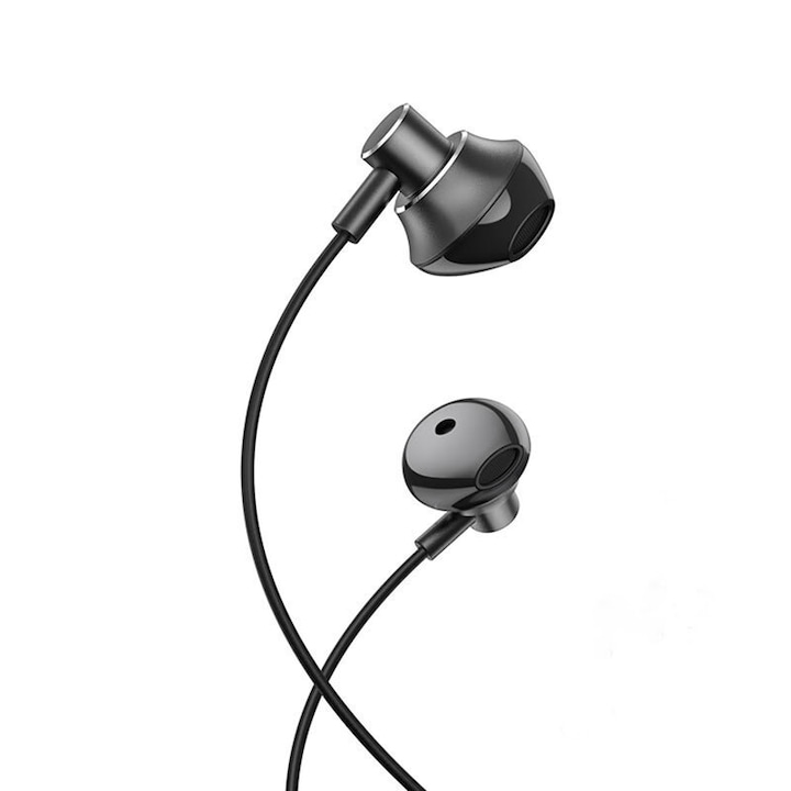 Аудио слушалки с кабел и микрофон, високи стандарти за качество, ултразвук, удобно прилягане, жак 3.5, черни