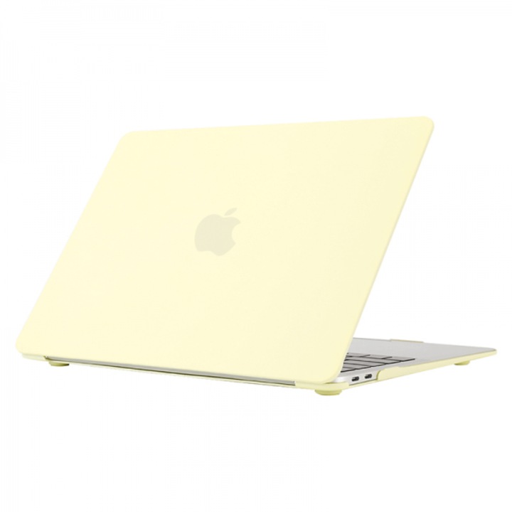 Set protectie 2 in 1 pentru MacBook Air 13.3 inch A1932 / A2179 / A2337 cu husa din plastic mat cauciucat si folie ecran TPU, galben