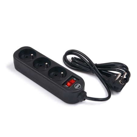 Prelungitor bar LEDtechnics,1,5 m, 3 x priza, 230V, Negru