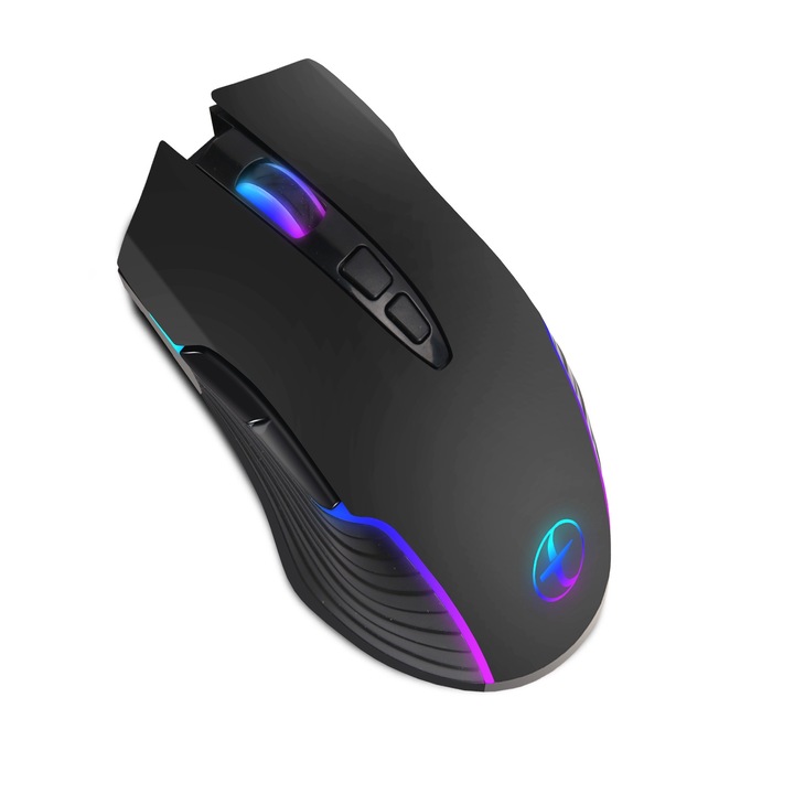 Мишка Bervolo, Jiggler Office, Симулиране на движение на курсора, Неоткриваема, RGB LED светлини, Plug and Play, USB, Бутон за включване/изключване, Черен