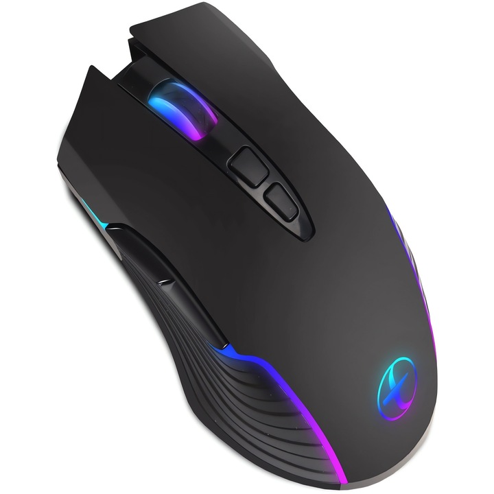 Mouse Jiggler Office Bervolo®, simuleaza miscarea cursorului, nedetectabil, lumini Led RGB, Plug and Play USB, buton on/off, negru