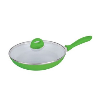 Tigaie din aluminiu cu interior ceramic de culoare alba,28 cm, capac sticla Tigaie din aluminiu cu interior ceramic de culoare alba,28 cm, capac sticla