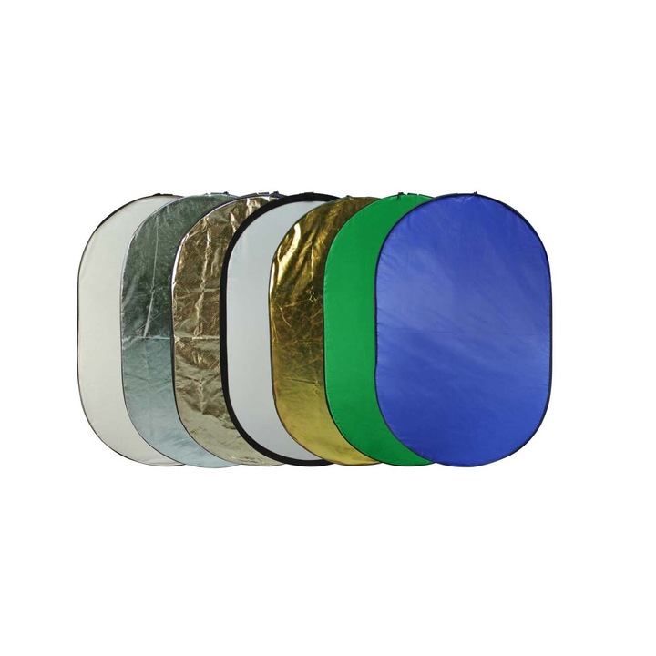 Ovális derítőlemez 7in1 arany ezüst diffúziós fehér fekete kék zöld 100x150cm