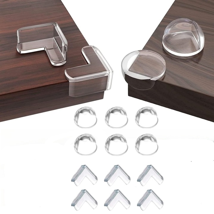 Set 12 protectii colturi, MunDeir®, Silicon, Transparent