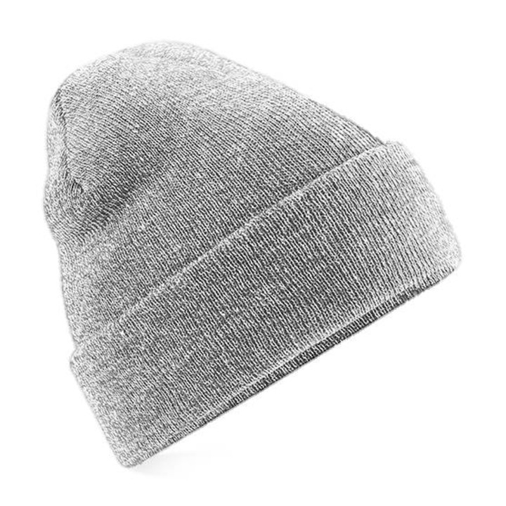 Caciula tip beanie Cuffed, Beechfield, gri heather, marime universala