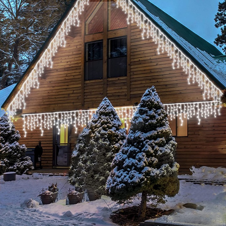 Коледна инсталация Turturi с GALAXIA® Flash, 20 м, 500 светодиода, водоустойчива, завеса, ресни, екстериор/вътрешност, студено бяло