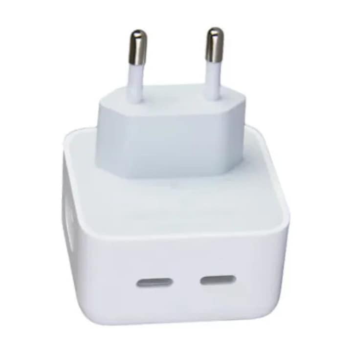 Adaptor de priza 220V, 35W, cu 2 Porturi USB tip-C, Alb