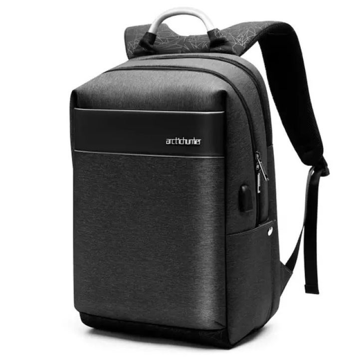 Rucsac laptop 15.6", casual business, cu port de incarcare USB, Arctic Hunter, 48x32x18 cm, Negru