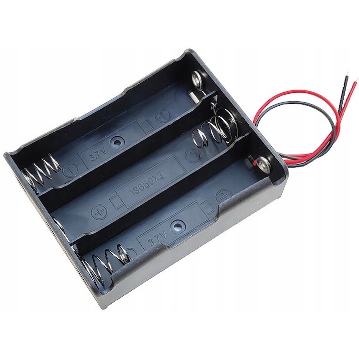 Suport baterii, Lamex, Plastic, 3x baterii, 11.1 V, 75x60x18 mm, Negru