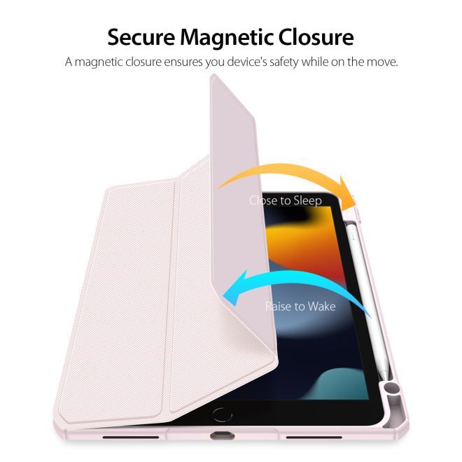 Husa premium Sigloo, pentru tableta iPAD Air 11(2024), iPAD Air 5/4, model 2022/2021/2020, 10.9 inch, interior de piele sintetica, cu suport Smart Pen, spatele din policarbonat transparent, Pink