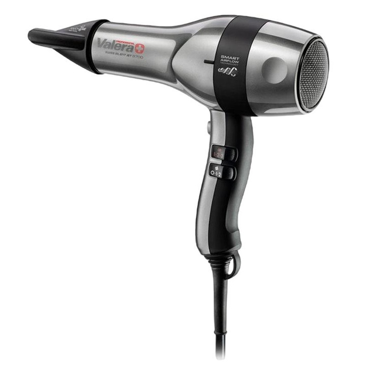 Професионален сешоар Valera, 2400W, Rotocord, 2 степени на скорост, 3 степени на температура, Сребрист/Черен