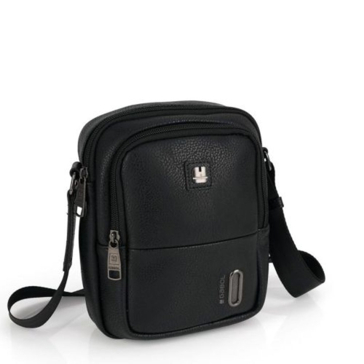 Férfi válltáska, Gabol, ökológiai bőrből, Snap, Fekete