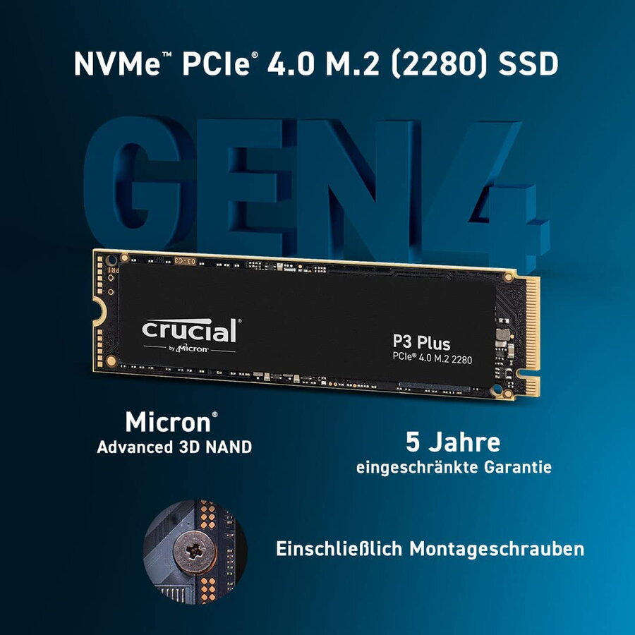 SSD Crucial P3 Plus, 2TB, PCIe, M.2 2280 - eMAG.ro