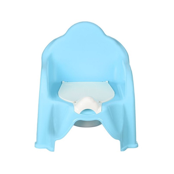 Бебешко гърне Honey Baby, До 20 кг, Облегалка, Капак, Пластмаса, 32х32х34см, 18+ месеца, Син/Бял