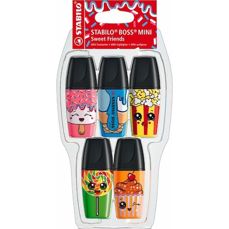 Set 5 Textmarker Highlighter Stabilo Boss Mini Sweet Friends, 5 culori