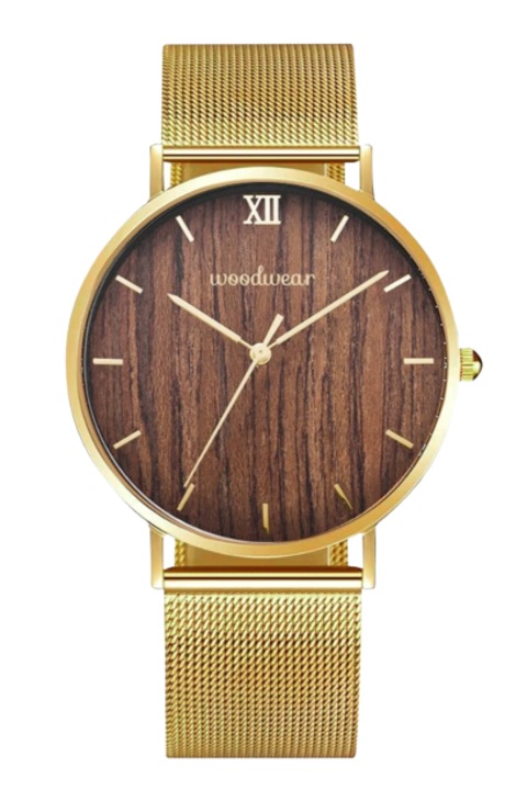 Ceas barbatesc Fusion, Woodwear, auriu