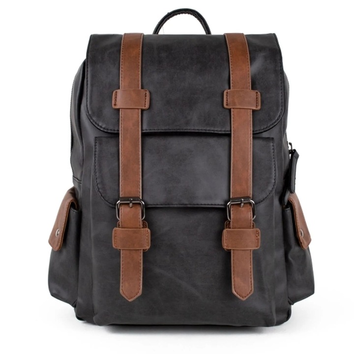 Rucsac Crossbody, Negru cu Maro