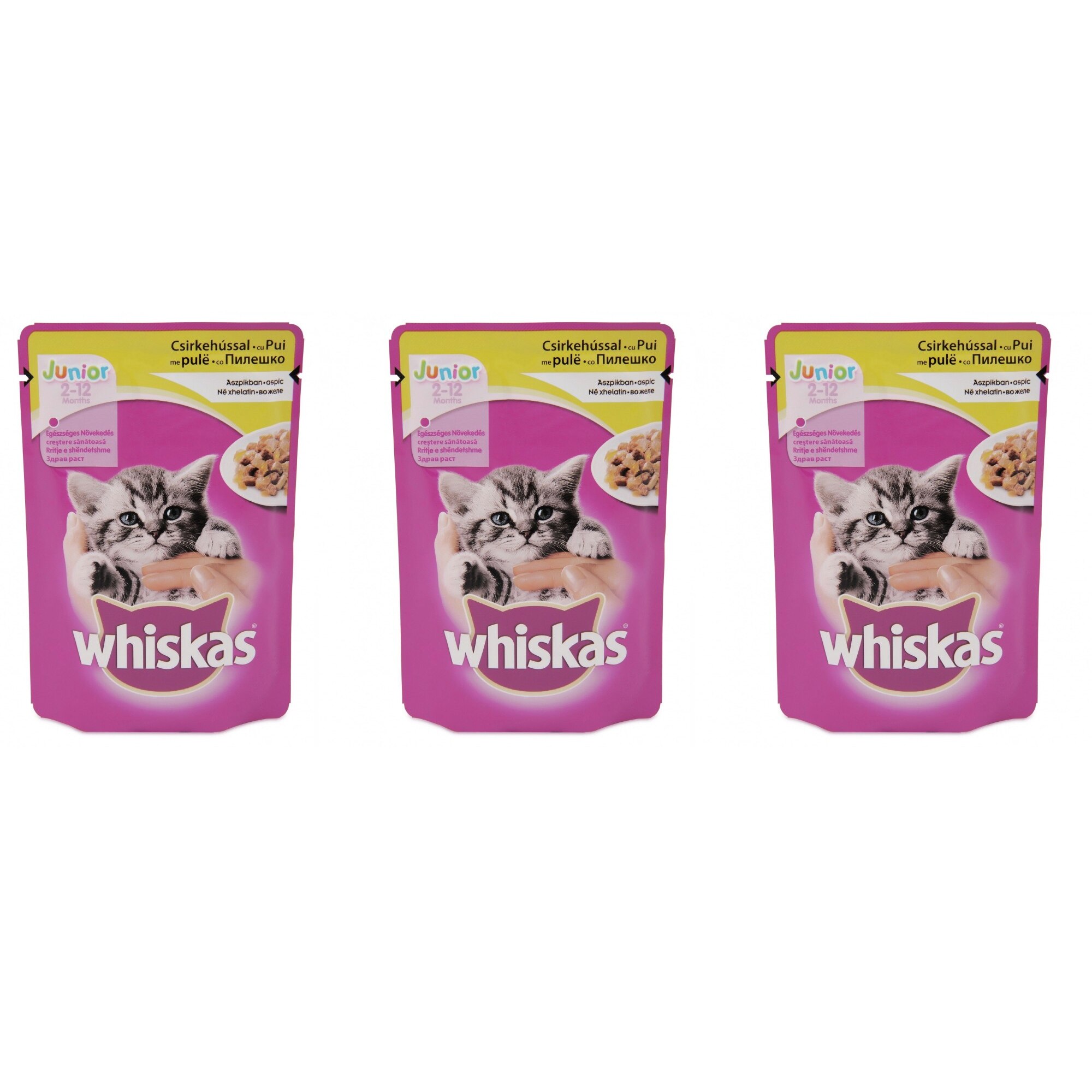 Hrana umeda pisici Whiskas Junior Pui, 3x100g eMAG.ro