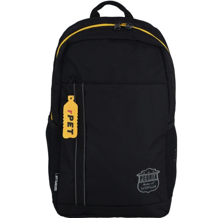 Caterpillar Peoria Uni hátizsák, űrtartalom 20L, fekete-sárga, 44 x 29 x 22 cm