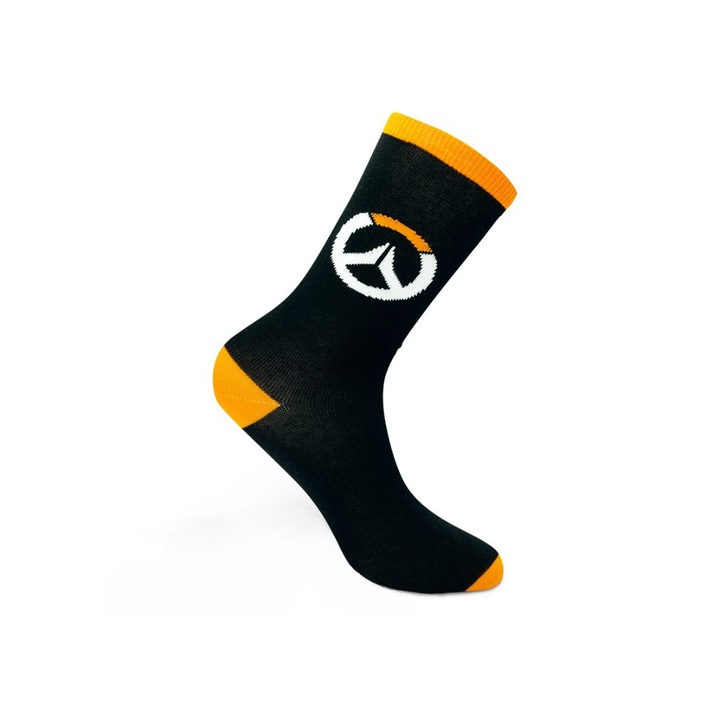 Sosete Abystyle Overwatch, One Size, Negru/Portocaliu