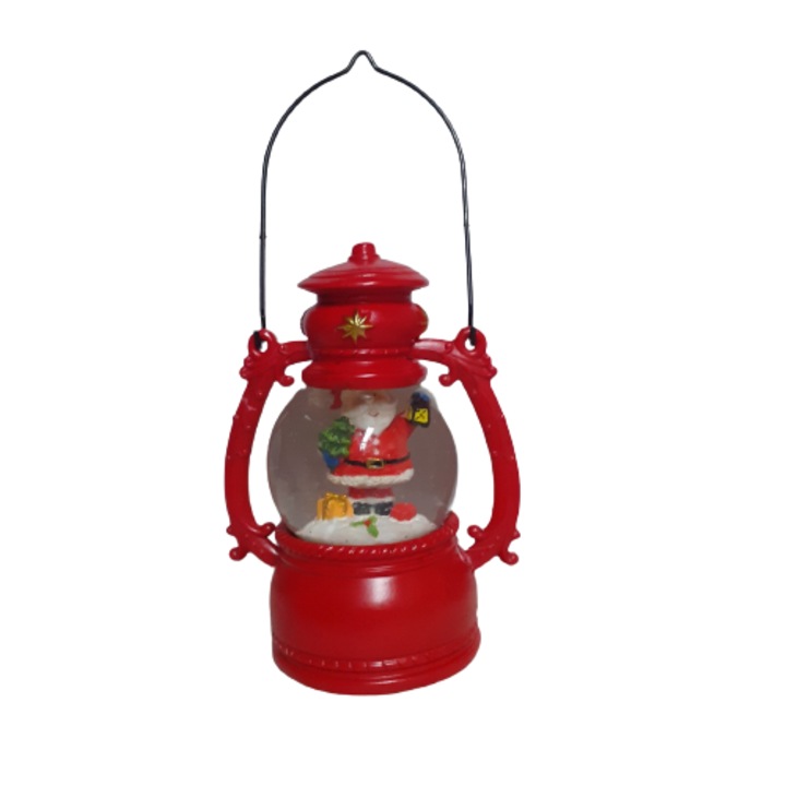 Figurina felinar Craciun, Ahelos, Ceramica, 15 x 7 cm, Multicolor