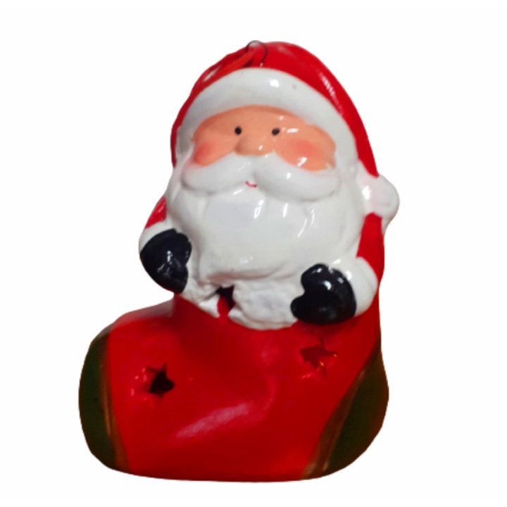 Figurina, Ahelos, Mos Craciun, Ceramica, Luminoasa, 8 cm