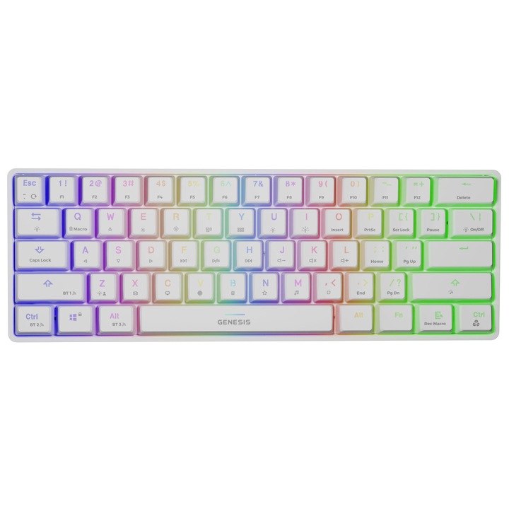 Геймърска клавиатура Genesis, Thor 660, Gateron Red, Wireless, RGB, N-Key rollover, Механичен, Бял