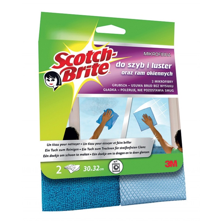 Set 2 lavete 3M Scotch Brite, Microfibra, 30x32cm, Albastru