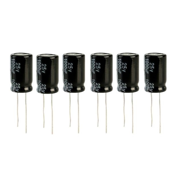 Set 6x condensator electrolitic, 25V, 1000uF, 17x10 mm, Negru