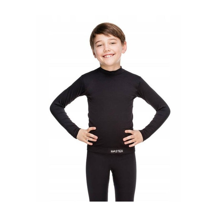 Gyermek termoaktív blúz, Haster, poliamid/elasztán, fekete
