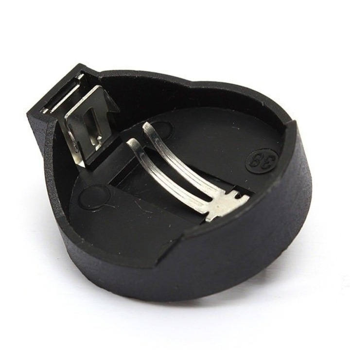 Suport baterie cu buton CR2016/CR2032, Lamex, 22x24x8 mm, Negru