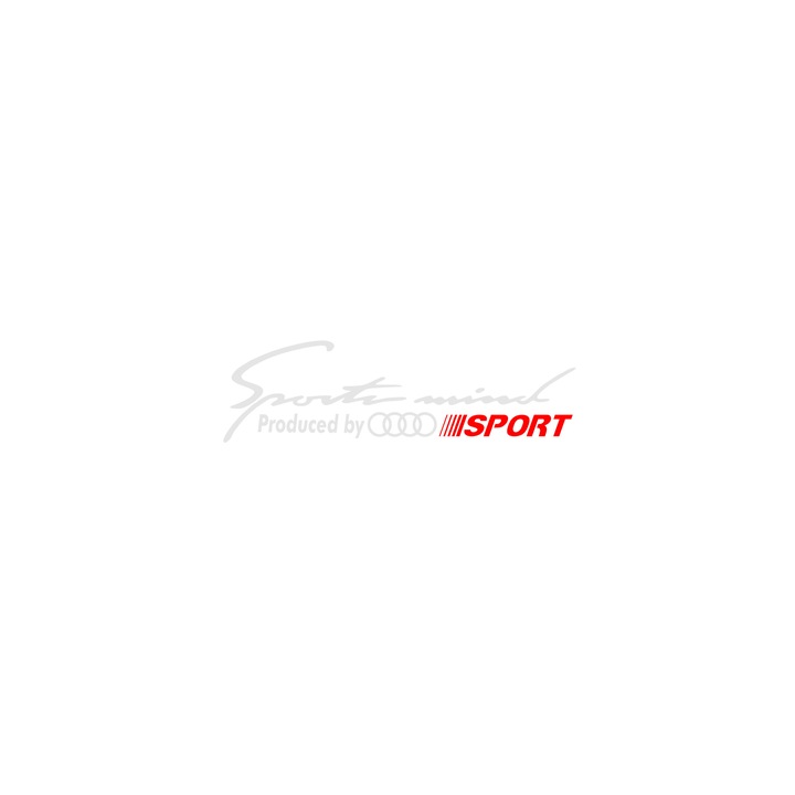 Sticker auto, SportMind - audi, alb-rosu, 24 x 7 cm