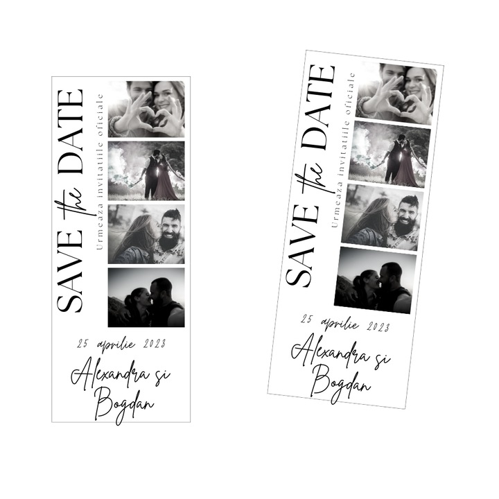 Poza Save the date, poza 5x15 cm semn de carte personalizata, cu magnet, pentru nunta