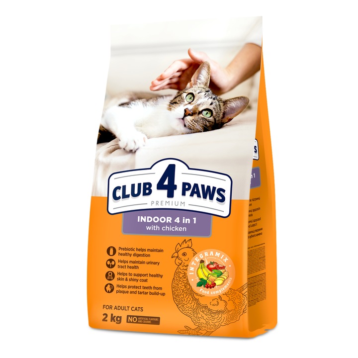 Hrana uscata completa pentru pisici ce traiesc in casa, Club 4 Paws Premium Indoor, 2 kg