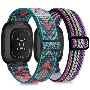 Set 2 curele smartwatch, Afoskce, Nylon, Compatibil cu Fitbit Versa 3/Fitbit Sense, Multicolor