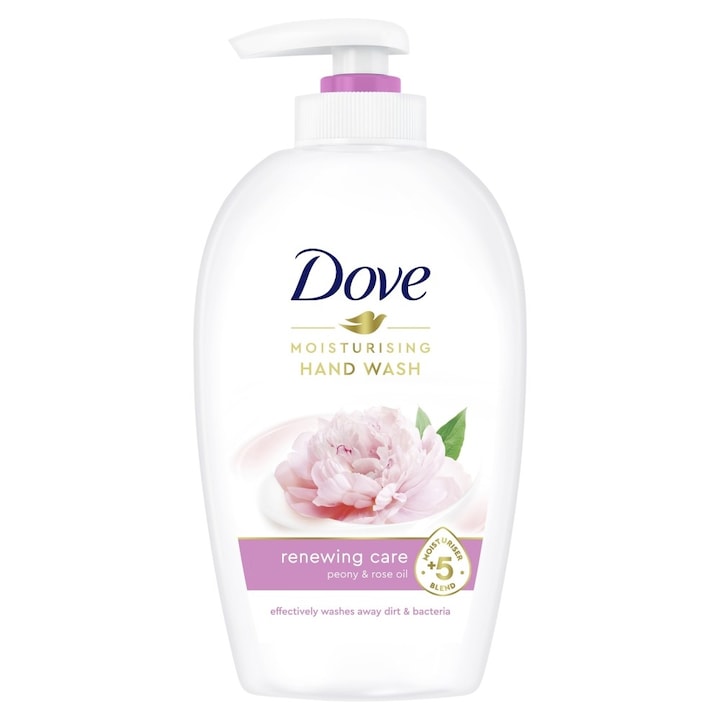 Хидратиращ течен сапун, Dove, Renewing Care, Peony/розово масло, 250 мл