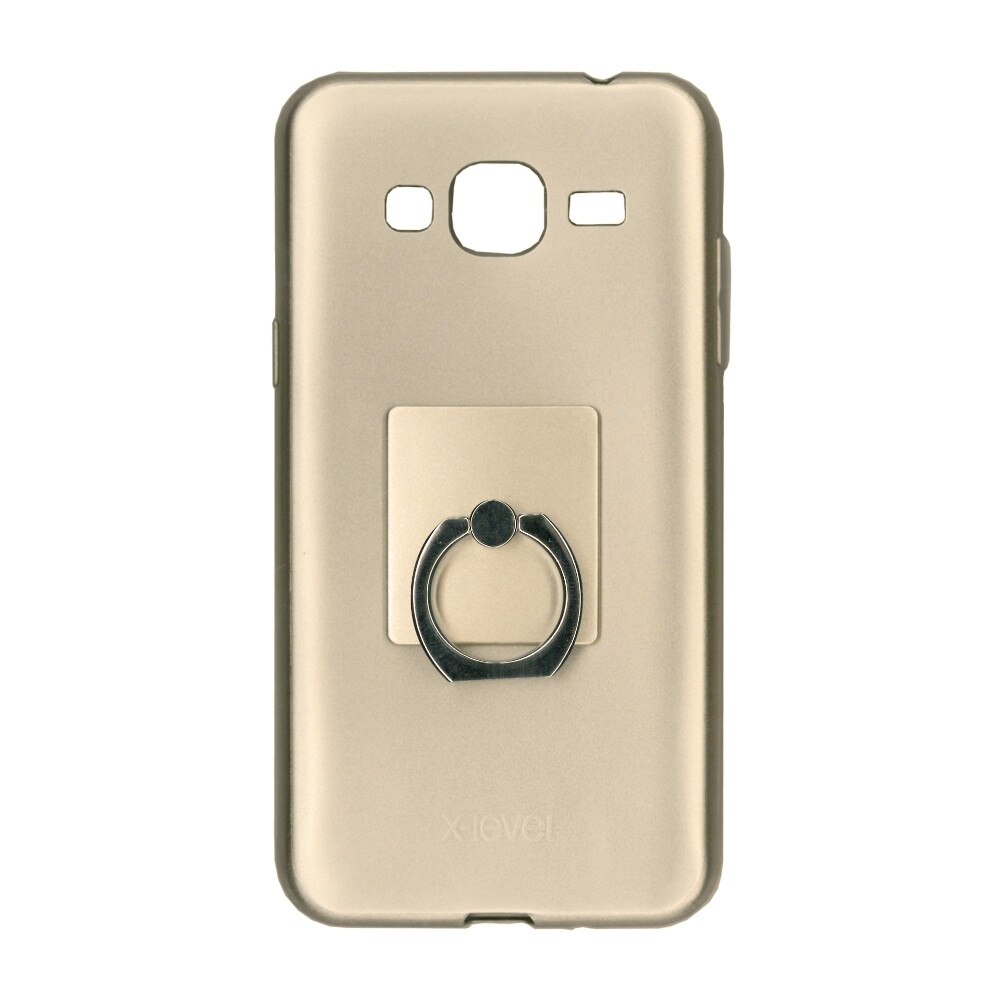Husa de protectie cu inel suport X-Level Jelly pentru Galaxy J3, auriu