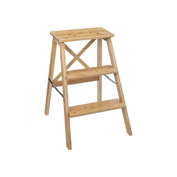 Bambusz létra, 3 lépcsős, 50 x 43,5 x ma 63,5 cm