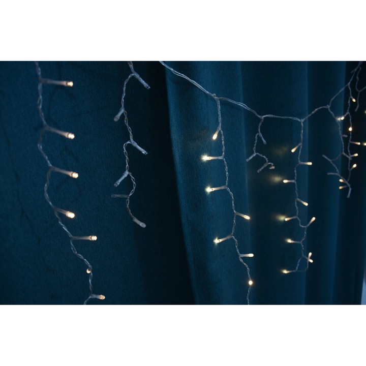 Instalatie turturi Craciun, 470 Led-uri cu lumina calda, dimensiuni 11 x 0.5 m, controler cu 8 programe, utilizare interior / exterior, lungime cablu alimentare 10 metri