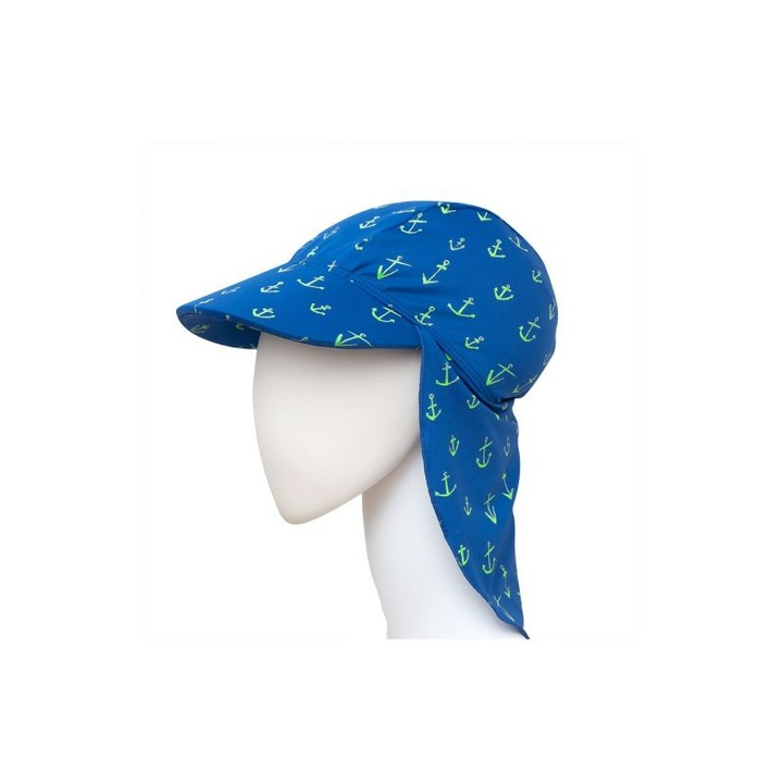 Palarie de soare, Slipstop, Pentru copii, Poliamida/Elasten, Marime universala, Albastru/Verde
