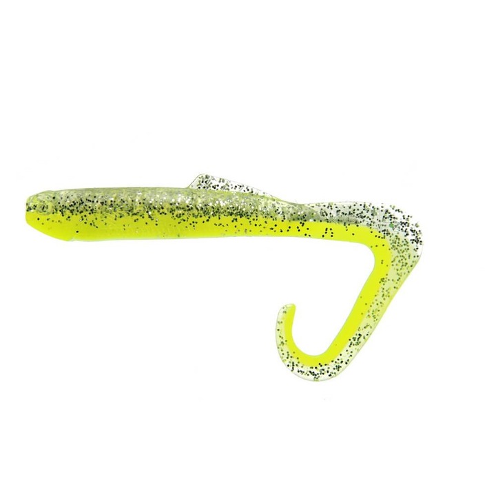 Set 5 buc Twister KP Hybrid Worm 7.6cm, Silver Glitter Silk Chart