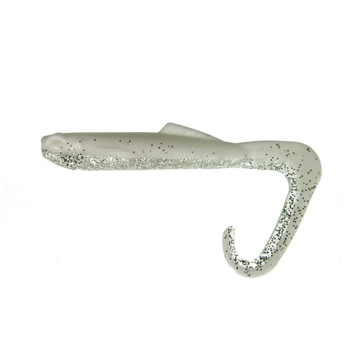 Set 5 buc Twister KP Hybrid Worm 7.6cm, White Crystal