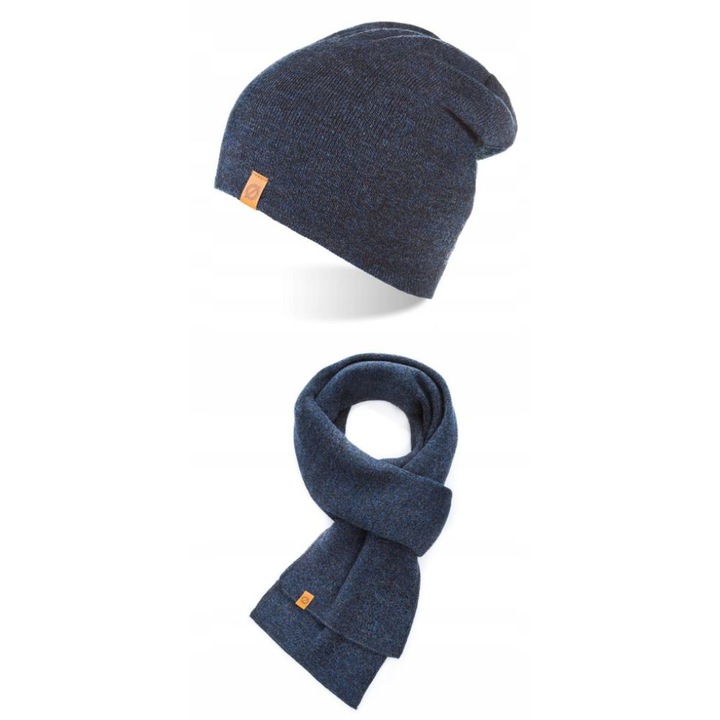 Set caciula cu fular Brodrene, Acril, Universal, Bleumarin