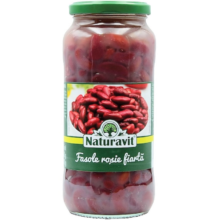 Fasole rosie fiarta boabe la borcan, 580ml, Naturavit Food