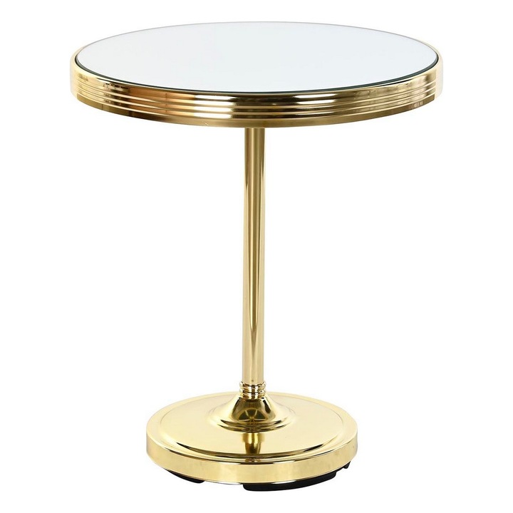 Помощна маса DKD Home Decor Огледало, Златен Месинг, 42,5 x 42,5 x 49 cm