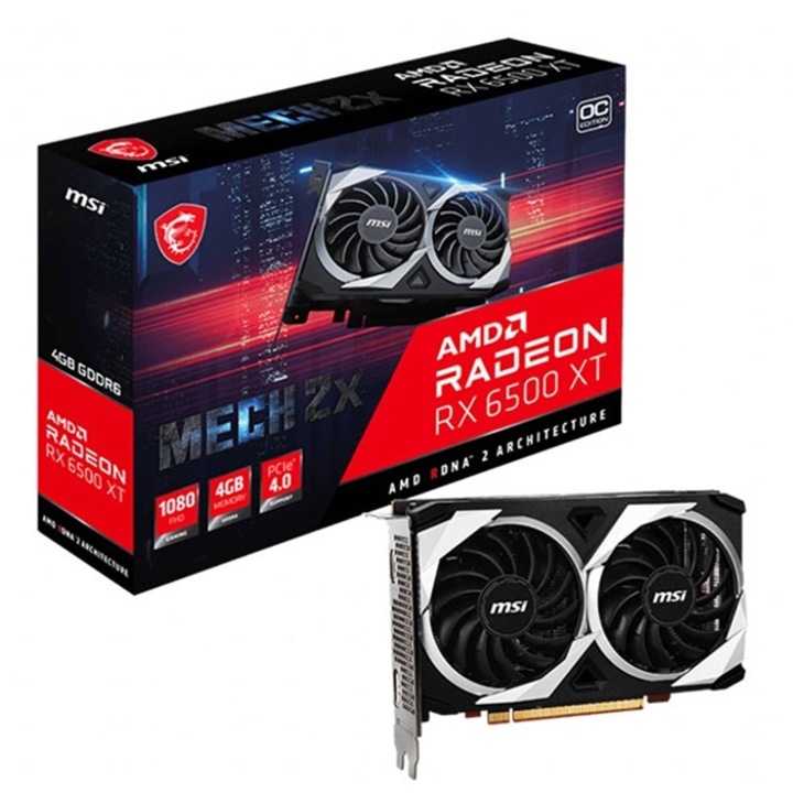 Videokártya MSI RX6500XT MECH, 2X 4GB, SS300499