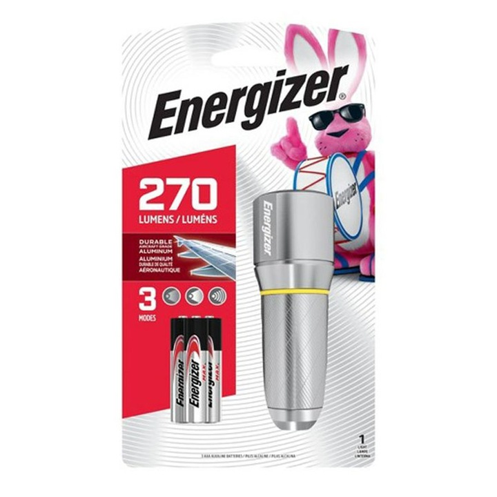 Фенер Vision HD, Energizer, Алуминий, LED, Водоустойчивост, 270 лумена, Сребрист