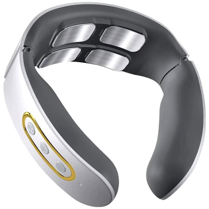 Aparat de masaj cervical, EJANBO, 4 electrozi, 6 moduri de masaj, alb